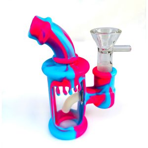 2" Silicone Musk Designe Bong  - SMKE-116-Red+Blue